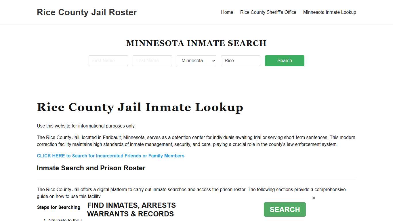 Rice County Jail Roster Lookup, MN, Inmate Search