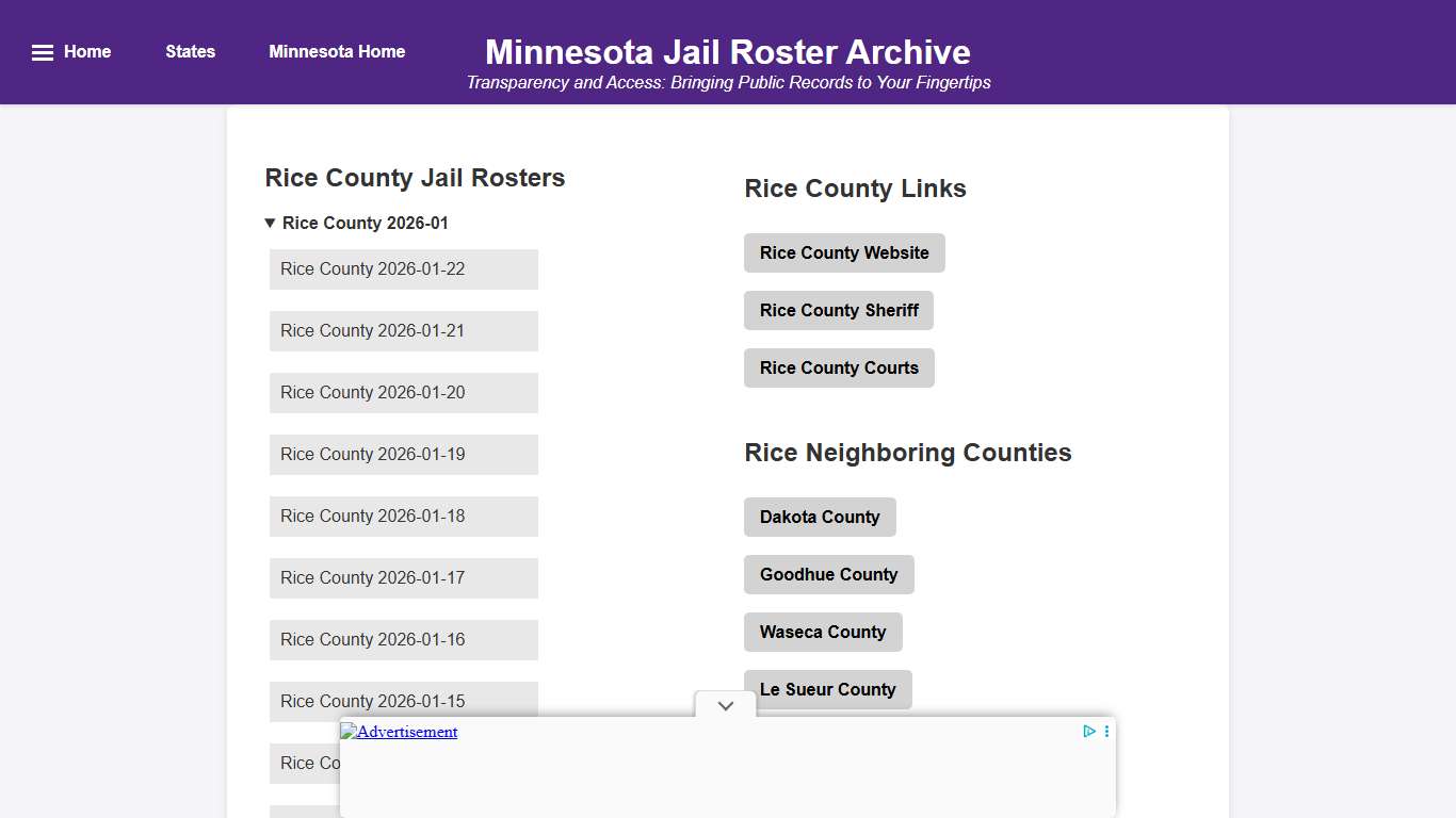 Rice County - Minnesota Jail Rosters